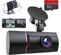 Dash Cam Front and Rear Inside 3 Channel Dashcam for Cars 1080P with SD Card, 3 Ways Triple Camera with IR Night Vision, G-sensor, Loop Recording, Parking Monitor