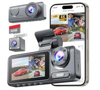 Dash Cam Front and Rear with 32GB SD Card, 4K Full HD Dash Camera for Cars, 3 Channel Dash Cam with G-Sensor, Loop Recording, 170°Wide Angle, Night Vision, 24H Parking Mode
