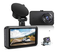 Dash Cam Front And Rear With SD Card FHD 1080P 3”IPS Screen Dual Camera Dash Cams DVR Car Driving Recorder 170°Wide Angle HDR