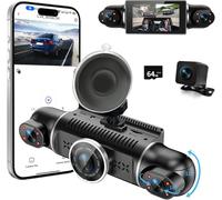 Dash Cam Front Rear Camera: 4K / 1080P Dashcam for Car 4 Channel 4 x 140° Wide-Angle with 3" IPS Screen, Car Dashcam with Loop Recording IR Night Vision 24H Parking Mode G-Sensor App Control 64GB SD