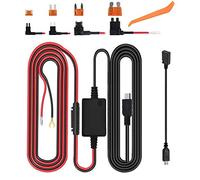 Dash Cam Hardwire Kit, Micro USB & Mini USB Hard Wire Kit Fuse for GPS Navigator, Radar Detector Power Cord, （13ft）