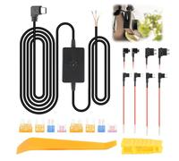 Dash Cam Hardwire Kit Type-C 4K Dash Cam Front Rear 24H Parking Surveillance 12V-24V to 5V Wiring Kit Three-Wire ACC Step-Down Line Monitoring Vehicle USB C Power Line for i07/G840S/G840H/G930 3.2M