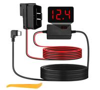 Dash Cam Hardwire Kit USB C to OBD 10.9ft 3.2m Type-C 12V-24V to 5V/3A 90 Degree USB-C Male Plug Dash Camera Low Voltage Reduction Protection Hard Wiring Kit Dashcam 24 Hours Parking Surveillance Mode