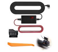 Dash Cam Hardwire Kit, USB C to OBD Dashcam Hard Wiring Kit 12V-24V to 5V 3 Stage Low Voltage Protection Car Charger Power Cord with LCD Display Parking/ACC Mode for Dash Camera Cars GPS