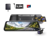 Dash Cam Mirror Dash Cam 4K Dash Camera With 10" Touch Screen 3840x2160P Front And 1080P Rear Dashcam 170°+120°Wide Angle With GPS G-Sensor WDR Car Camera