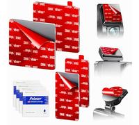Dash Cam Mount Adhesive Pads - 4-Pack Double-Sided Tape Made with 3M VHB - 2 Square (72x72mm) & 2 Rectangular (72x36mm) - Heat-Resistant for Windscreen & Dashboard - Includes 4 Adhesion Promoters