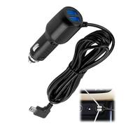 Dash Cam Power Lead Cable - 12V to 5V 3.5A Car Charger with Dual USB Ports, 3.5M Wire & Mini Straight USB Connector (Quality-Tested, with Detailed User Guide) for GPS, DVR & Mini USB Dash Cameras