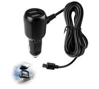 Dash Cam Power Lead Cable 12V to 5V Mini USB Car Charger with 2 USB Ports 3.5M Long Wire 3.5A DC Power Supply with Straight Mini-USB Connector for Dashcams, GPS, DVRs & In-Car Electronics