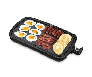 DASH DEG255GBBK01 Deluxe Everyday Nonstick Electric Griddle with Removable Cooking Plate for Pancakes, Burgers, Eggs and More, Includes Drip Tray + Recipe Book, 20” x 10.5”, 1500-Watt, Plastic, Black