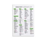 DASH Diet for Beginners Poster - Easy Food List & Grocery Guide for Healthy Living, Kitchen Wall Art(Unframed,12x18inch(30x45cm))