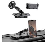 Dash Phone Mount for 2024+ Jeep Wrangler JL 2/4 Door Left, 2-in-1 Design | Metal Dash Mount Phone Holder with Magnetic + Clamp, 360°Adjustable, No Drilling, Left Side Mount, Sturdy Aluminum Alloy