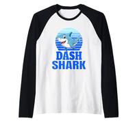 Dash Shark Family Reunion Squad First Last Name Raglan Baseball Tee