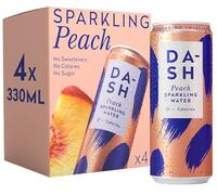 DASH Sparkling Water, 4 x 330ml Cans, Naturally Flavoured Fruit Infused Water, No Sugar, No Calories (Dash Peach Sparkling Water 4 x 330ml)