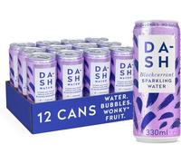 DASH Water Blackcurrant - 12 x Flavoured Sparkling Spring Water - NO Sugar, NO Sweetener, NO Calories - Infused with Wonky Fruit (12 x 330ml cans)