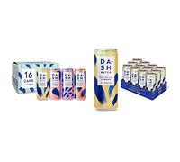 Dash Water Mixed Pack - 16 x Flavoured Sparkling Spring Water (16 x 330 ml cans) & Lemon - 12 x Lemon Flavoured Sparkling Spring Water - NO Sugar - Infused with Wonky Fruit (12 x 330ml cans)