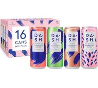 DASH Water Mixed Pack x 16 - Flavoured Sparkling Spring Water - Raspberry, Lime, Grapefruit, Peach - Infused with Wonky Fruit (16 x 330ml cans)