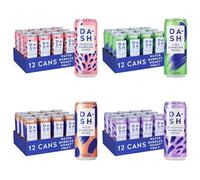 Dash Water - Pack of 48: Lime, Raspberry, Peach, Blackcurrant - NO Sugar, NO Sweetener, NO Calories - Infused with Wonky Fruit (330ml Can Each)
