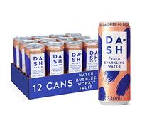 DASH Water Peach - 12 x Peach Flavoured Sparkling Spring Water - NO Sugar, NO Sweetener, NO Calories - Infused with Wonky Fruit (12 x 330ml cans)