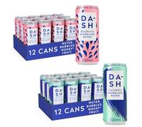 Dash Water Raspberry & Cucumber - 24 x Flavoured Sparkling Spring Water NO Sugar, NO Sweetener, NO Calories - Infused with Wonky Fruit (12 Raspberry & 12 Lemon x 330ml cans)