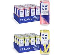 Dash Water Raspberry & Lemon - 24 x Flavoured Sparkling Spring Water NO Sugar, NO Sweetener, NO Calories - Infused with Wonky Fruit (12 Raspberry & 12 Lemon x 330ml cans)