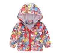 DASHadao 2023 Toddler Fall Hooded Jackets Lightweight Cute Dinosaur Print Coats Baby Boys Girls Long Sleeve Windproof Outwear