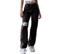 DASHadao High Waisted Mom Jeans Women Loose Ripped Boyfriends Jeans High Waist Baggy Denim Pants Distressed Wide Leg Jeans Y2K Mom Jeans Womens Black Pants Parachute Pants Indie Clothes