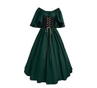 DASHadao Peasant Dress for Women Renaissance Women's Gothic Punk Dress Cold Shoulder Butterfly Sleeve Christmas Cosplay Party Dress Womens Halloween Costume Halloween Costumes for Couples 2023