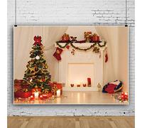 DaShan 10x6.5ft Fireplace Christmas Living Room Backdrop Christmas Tree Gift Box Christmas Socks Photography Background Family New Year Eve Party Decoration Winter Xmas Home Party Photo Props