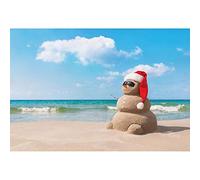 DaShan 10x6.5ft Tropical Beach Christmas Backdrop Sand Snowman Santa Hat Seaside Merry Christmas YouTube Christmas Decor Xmas Photography Background New Year Home Christmas Family Holiday Photo Props