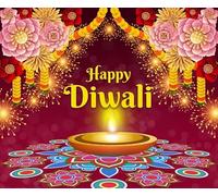 DASHAN 10x8ft Diwali Backdrop for Photography India Festival of Lights Photo Backdrop Diwali Banner Decorations for Party Supplies Deepavali Marigold Floral Backdrop Decorations Photo Props