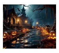 DASHAN 10x8ft Halloween Scary Pumpkins Backdrop for Photography Hunted House Creepy Night Backdrops All Saint's Day Photo Background Halloween Banner Decorations Photo Props