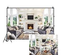 DaShan 10x8ft Living Room Backdrop Interior Modern Sofa Fireplace Photography Background Modern Sofa Home Indoor Interior Carpet Floor House Home Backdrops Art Protrait Photo Studio Props