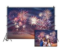 DASHAN 4th of July 10x8ft Backdrop Photography American Independence Day Flag and Fireworks Background Veterans Patriotic National Memorial Party Decor Portrait Banner Polyester Photo Booth Props