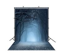 DASHAN 5x7ft Polyester Halloween Backdrop Creepy Enchanted Forest Scary Dark Misty Woods Gloomy Mystery Vampire Photography Background Witch Wizard Sorcerer Ghost Halloween Party YouTube Photo Prop