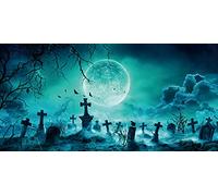DASHAN 6x13ft Halloween Garage Door Cover Spooky Moonlit Night Cemetery Garage Door Dcorations Banner Misty Graveyard Large Garage Door Backdrop for Outdoor Yard Patio Lawn Horror Décor Party Supplies