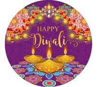 DASHAN Diwali Round Backdrop Cover 7.2ft, India Festival of Lights Round Backdrops Deepavali Round Background Cover Party Decorations Diwali Circle Backdrop Cover Photo Prop