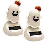 Dashboard Bobbleheads 2Pcs Halloween Ghost-shaped Solar Dancing Figurines Cute 3.35x1.57in ABS Car Bobble Head Dashboard Halloween Decorations