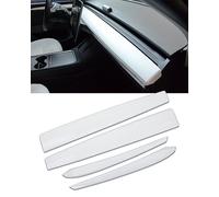 Dashboard Cover for Tesla Model Y 2021-2023, Dash Wrap Cover Door Trim ABS for 2020-2023 Model 3 Accessories (4 pieces Matte White)-Not for 2024 New Model
