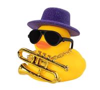 Dashboard Duck,Squeak Rubber Ducks Car Ornaments - Car Dashboard Duck Decoration with Hat, Musical Instrument Necklace, Car Dashboard Sunglasses, Hog