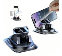 Dashboard Phone Holder, 360 Degree Rotating Car Phone Mount, Anti Slip Double Layer Shock Absorbing Pad for Stable Navigation Support, One Handed Removal Placement, Universal for Cars SUVs Trucks