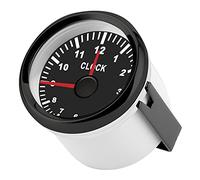 Dashboard Time Clock, Red Backlight Waterproof Dustproof Car Hourmeter 2In Universal Anti Fog Curved Glass for Ships Car Modification for Car Boat Yacht(Black frame on black)