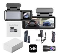 Dashcam Pro 4k with 64GB Card, Front And Rear Dash Cam Pro, Dashcam Wifi/App Control Car Camera Dash Cam With Reversing Camera, Loop Recording, Parking Monitoring (1 PCS)