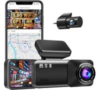Dashcam Pro 4k With Front and Rear Camera, 5.8GHz WiFi, GPS, Free 64GB Card, 170° Wide Angle & Night Vision