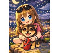 Dashed Lined Anime Olivia Blank Sketchbook: Cute Kawaii Girl and Puppy Dog Unlined Journal Drawing Notebook Large Plain Paper for Sketching 8.5x11