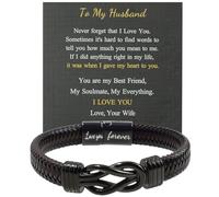 DASHENGKUI Leather Bracelet Gift for Men,Knot Bracelet Anniversary or Birthday Present for husband - Engraved with Love You Forever