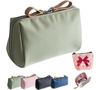 DASHENRAN Patient Cosmetic Bag Cosmetic Bag with Multiple Compartments Cosmetic Bag with Dividers Large Cosmetic Bag for Travel Cotton Makeup Bag, Green, travel bag for toiletries