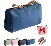 DASHENRAN Patient Cosmetic Bag Cosmetic Bag with Multiple Compartments Cosmetic Bag with Dividers Large Cosmetic Bag for Travel Cotton Makeup Bag, blue, travel bag for toiletries