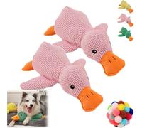 DASHENRAN The Mellow Dog, The Mellow Dog Calming Pillow, The Mellow Dog Calming Duck, Cute No Stuffing Duck with Soft Squeaker, Dog Stuffed Animals Chew Toy, for Indoor Puppy (2*Pink)