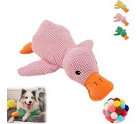 DASHENRAN The Mellow Dog, The Mellow Dog Calming Pillow, The Mellow Dog Calming Duck, Cute No Stuffing Duck with Soft Squeaker, Dog Stuffed Animals Chew Toy, for Indoor Puppy (Pink)