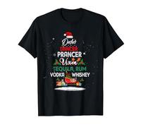 Dasher Dancer Prancer Vixen Tequila Rum Vodka Whiskey Xmas T-Shirt, Men, Black, 3X-Large